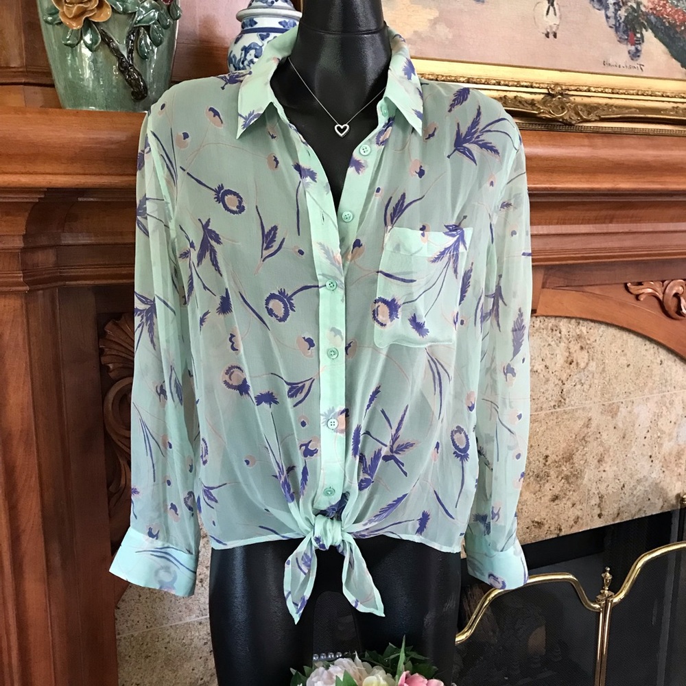 Equipment Silk Tie Front Top